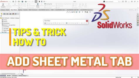 sheet metal tab|solidworks add sheet metal tab.